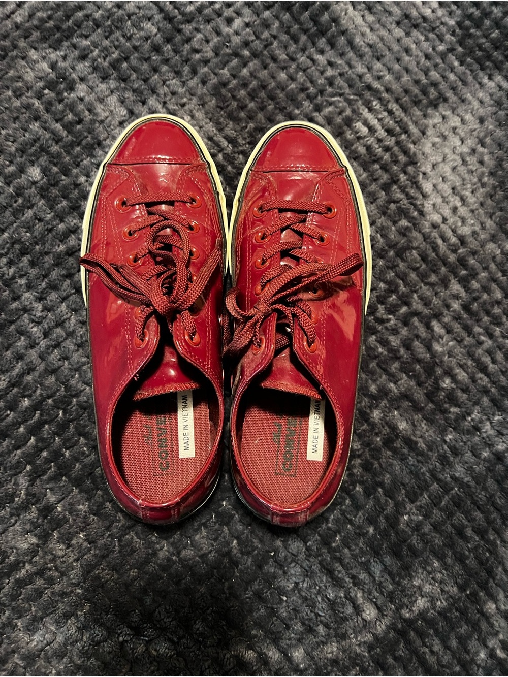 Converse Women's Red Patent Low-Top Sneakers with Cream Trim